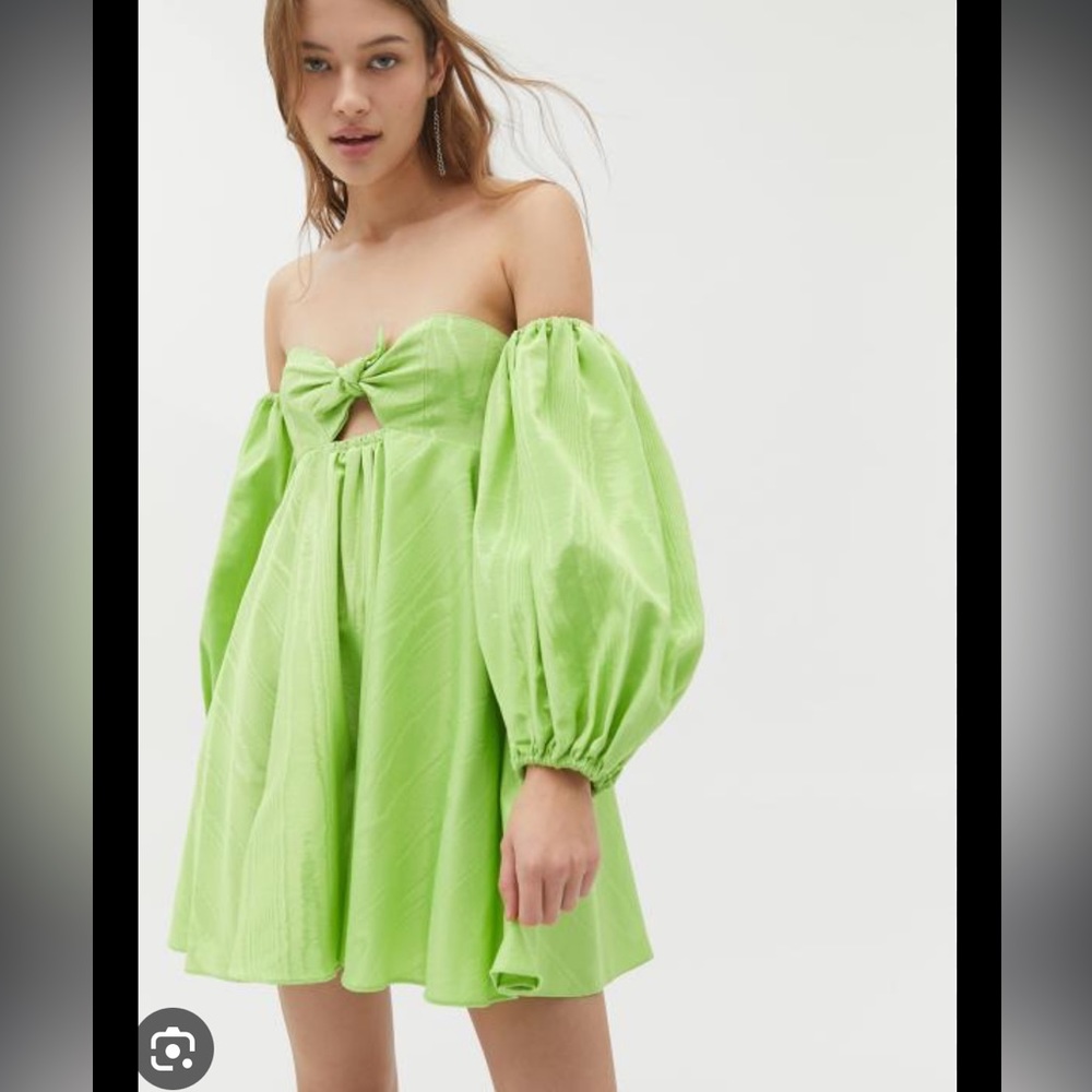 For Love and Lemons Saint Lucia Off-shoulder Dress in Lime XS